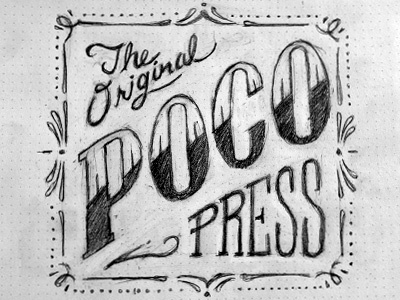 Poco lettering letterpress sketch