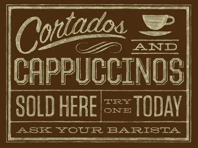 Coffee-inspired art print art print bobby dixon cappuccino coffee cortado lettering screen print type typography