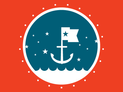 Anchors Away anchor blue enclosure flag ocean orange stars