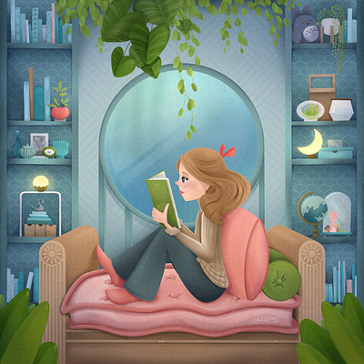 Book Haven digital painting illustration