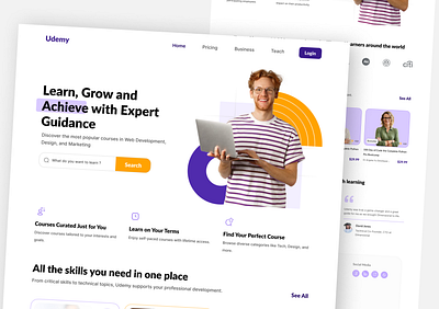 Udemy Redesign branding cleanui creative design designinspiration educational design educationplatform homepagedesign learningexperience minimaldesign onlinelearning ui userexperience webdesign websiteredesign