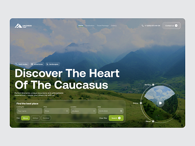 Caucasus Tourism Website business design graphic design health icon illustration logo mountain tour tourisms tourist travel typography ui ux uxui vector web web design website