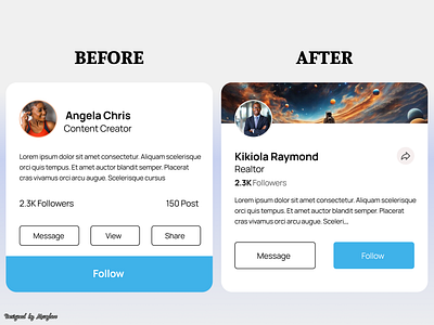 User Profile before and after behance designers dribble instagram linkedln pfofile product design twitter ui uiux user profile ux x