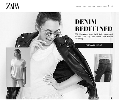 ZARA_Denim-promo website_Re-Design animation design first screen ui web design