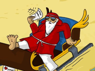 Sandsanta cartoon christmas clause comic desert illustration santa xmas