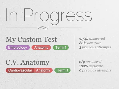 Tests In Progress app revise revision rvc test vet web