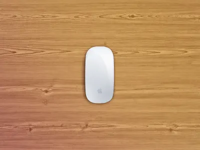Magic Mouse aluminum apple desk icon illustration keyboard multitouch translucent wireless wood