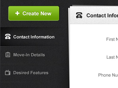 iPad App Form black form gray green icons ipad white