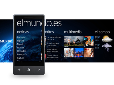 El Mundo for Windows Phone - WIP .es 7 black blue design earth el elmundo mobile multimedia mundo news noticias phone photoshop ui weather windows wip