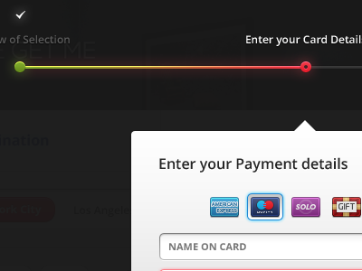 Enter Card Details cards green payment progress bar red stage ui ux visa wmgm