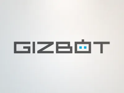 Gizbot Logo blue bot clean futuristic gray grey landon logo modern rick rick landon rick landon design robot type typography wordmark