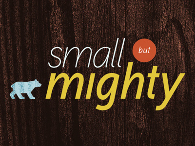 Small but Mighty bear fact icon typography wood