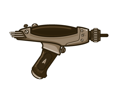 Laser tribute to Tim & Rogie bang brown gun illustration laser monochromatic old pistol sketch smoke star trek wood grain