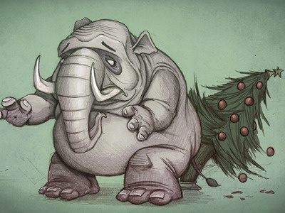 White Elephant Sketch christmas elephant illustration