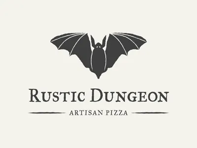 Rustic Dungeon Logo artisan bat logo pizza