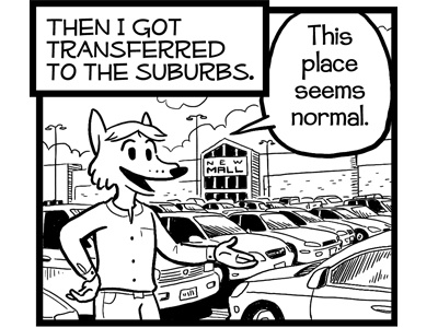 The Suburbs cars character design comic comics illustration mall wolf