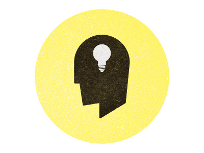 Head black head icon idea light bulb white yellow