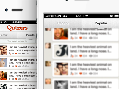 Quizers flexible navigation bar iphone navigation ui