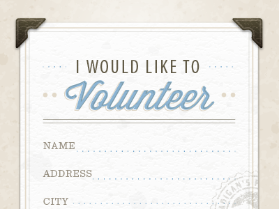 Volunteer Form form illustration illustrator texture ui vector vintage