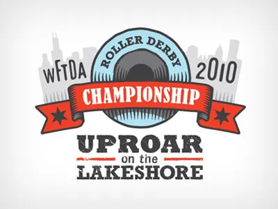 Uproar Logo 2 banner chicago logo roller derby skate skyline