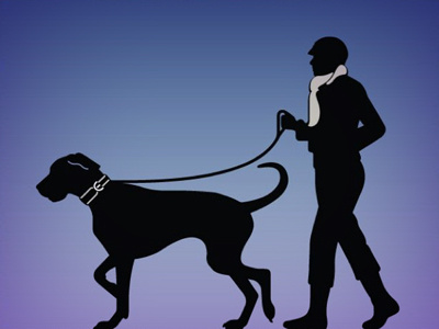 Winter walk illustration #2 dog great dane illustration michael schwab silhouette walk