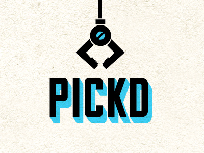 Pickd Logo black claw cyan retro