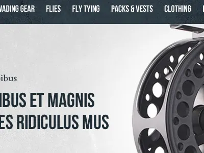 Fly Fishing v2 call to action gray navigation navy blue photography subtle grunge