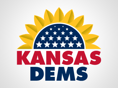 Kansas Dems futura halftone kansas logo stars sunflower