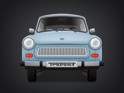 Trabant blue car clasic illustration old trabant vintage