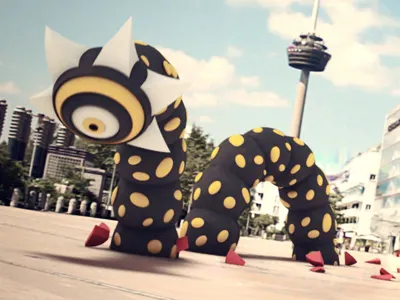 Worm 3d character motion design