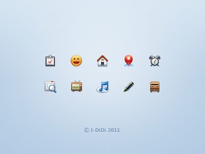 Icons 22px check clock emoticon home icon lbs markpen music search tv ui