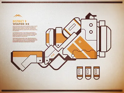 District 9 Weapon 02 9 brown bullet district fesyuk gun illustration marco orange