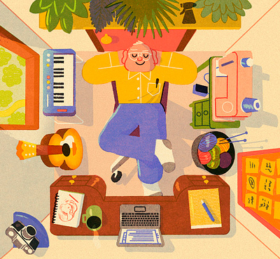 A Room of One's Own - i2i Art Inc. - © Drew Shannon aerial colorful conceptual contemporary editorial graphic i2i art illustration illustrator