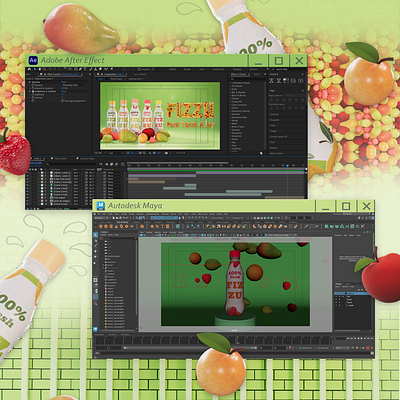 Fizzu Behind The Scenes Editing 2d animation 3d 3d animation ads after effect animation branding design drink fizzu fresh fruit graphic design illustration illustrator juice logo motion graphics organic photoshop