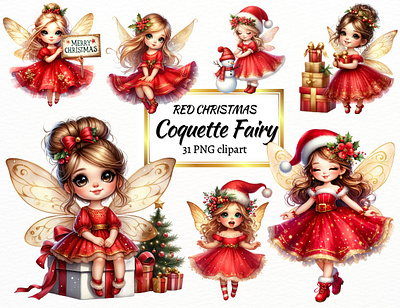 Red Christmas Coquette Fairy