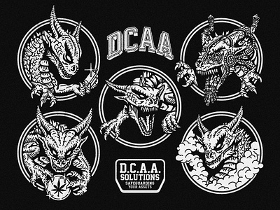 "Dragon Icons" for DCAA Solutions badge design design dragon dragon drawing dragon illustration icon illustration illustration studio illustrator logo no ghost stories