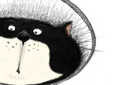 Lamp Cat black cat digital illustration pencil white