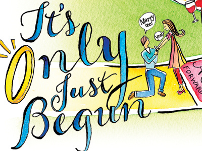 Washington Post, Sunday Style Cover board game colorful colors funny hand painted illustration typography watercolor wedding