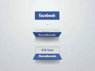 Facebook button concept blue button deiner facebook fans flip fold like reveal share social ui
