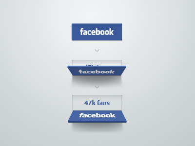 Facebook button concept blue button deiner facebook fans flip fold like reveal share social ui