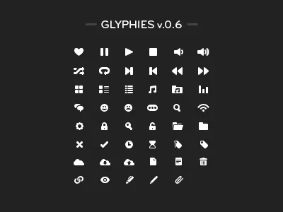 Glyphies - v.0.6 black icons mini white