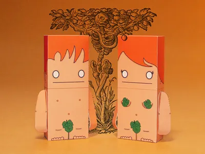 Let's Get Biblical, Adam and Eve adam eve illustrator paper paper toy papercraft vector