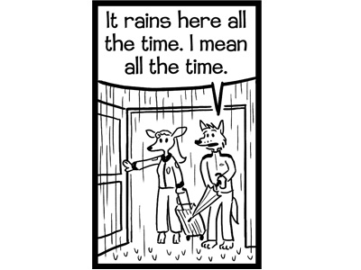 Raindrops character design comic comics deer illustration rain wolf