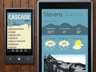 Ski App for WP7 illustration mobile ski snowboard windows phone wp7