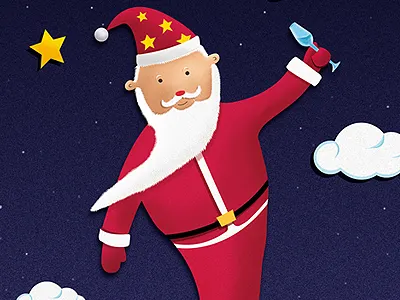 Happy New Year! blue design happy illustration merry christmas new year party red santa yellow