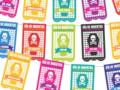 Día de Muertos banner bones celebration coffin cut day of the dead death día de muertos mexico papel picado paper skull