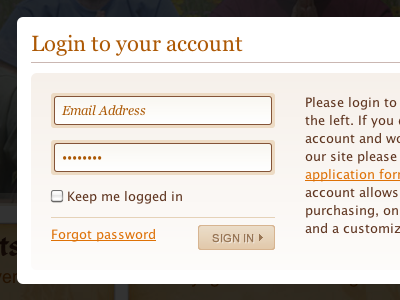 Login Overlay interface light login