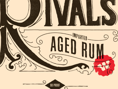 90 Proof client work hand drawn mrdavenport rum label script stamp typography work in progress