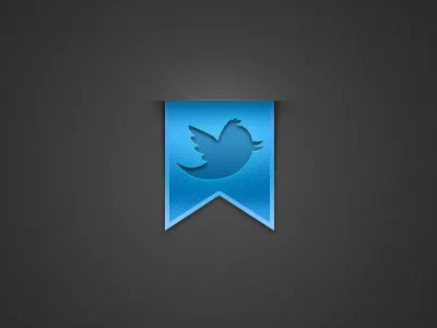 Twitter Icon Ribbon badge blue button design element icon label logo pattern portfolio ribbon social social network texture tweet twitter ui web element