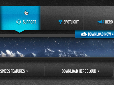 Hero Engine Nav button buttons hover layout metal nav navigation shadow shiny tech ui ux web